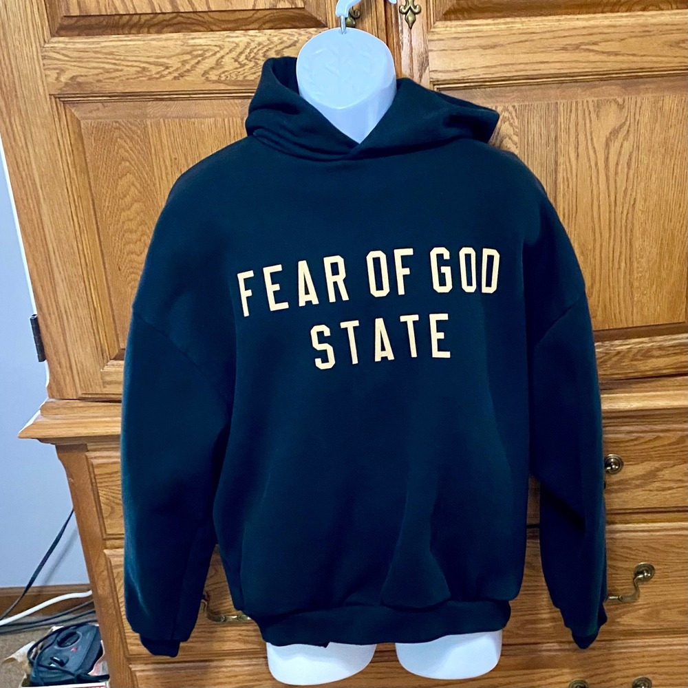 Fear of God Essentials State Hoodie Mens S Black Fleece Pullover Sweatshirt FW24